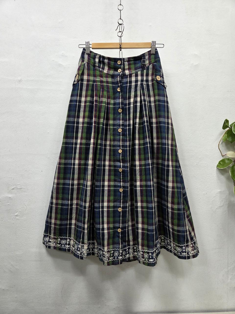 코튼100%체크치마M(27-28)