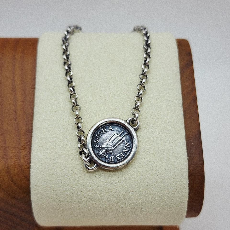 실버 코인 팬던트 팔찌 빈티지 스타일
