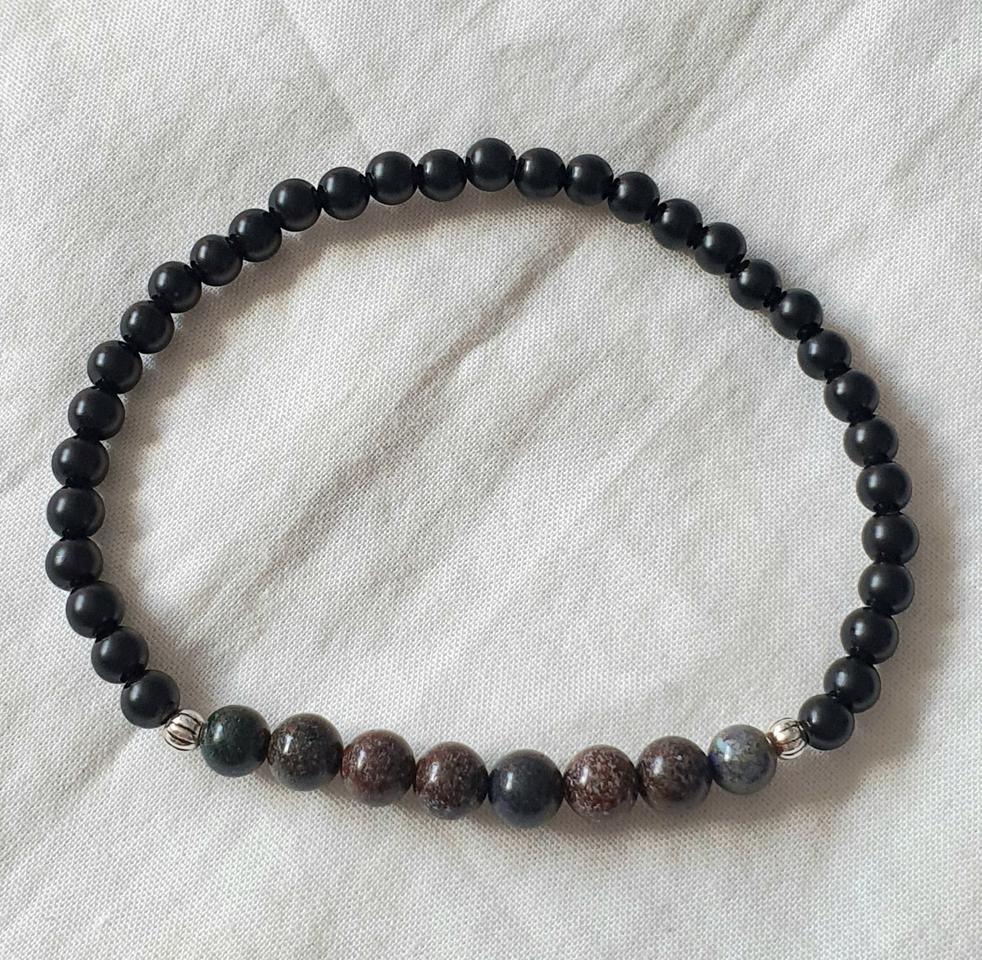 핸드메이드 매트릭스오팔 오닉스 팔찌 (희귀오팔)