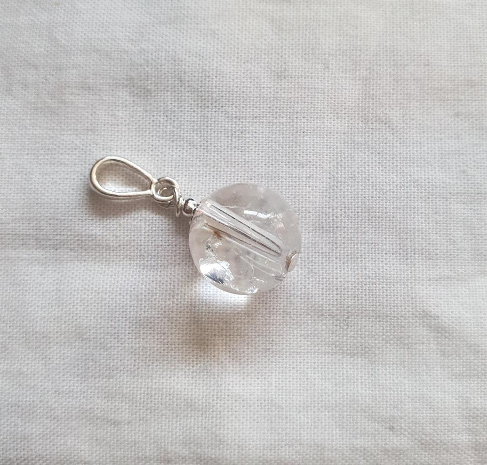 핸드메이드 AA+레인보우 백수정 은펜던트