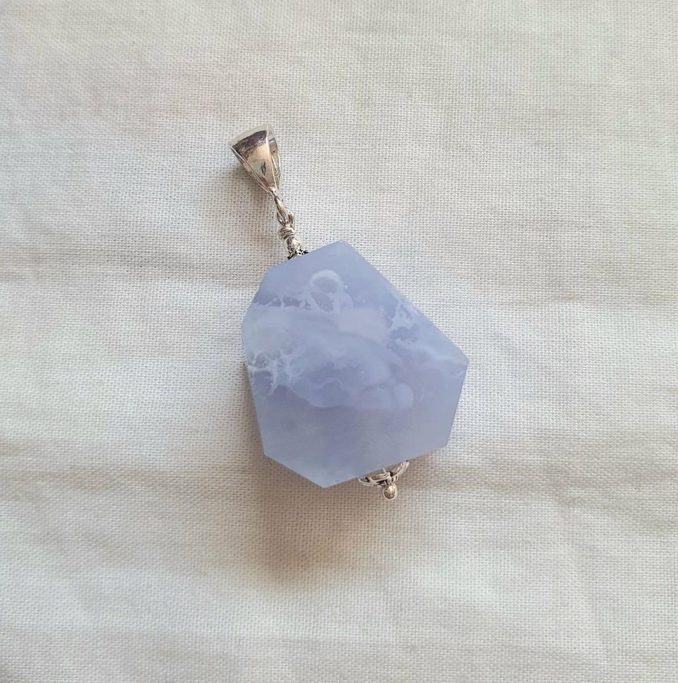 핸드메이드 AAA-블루레이스 아게이트 은펜던트