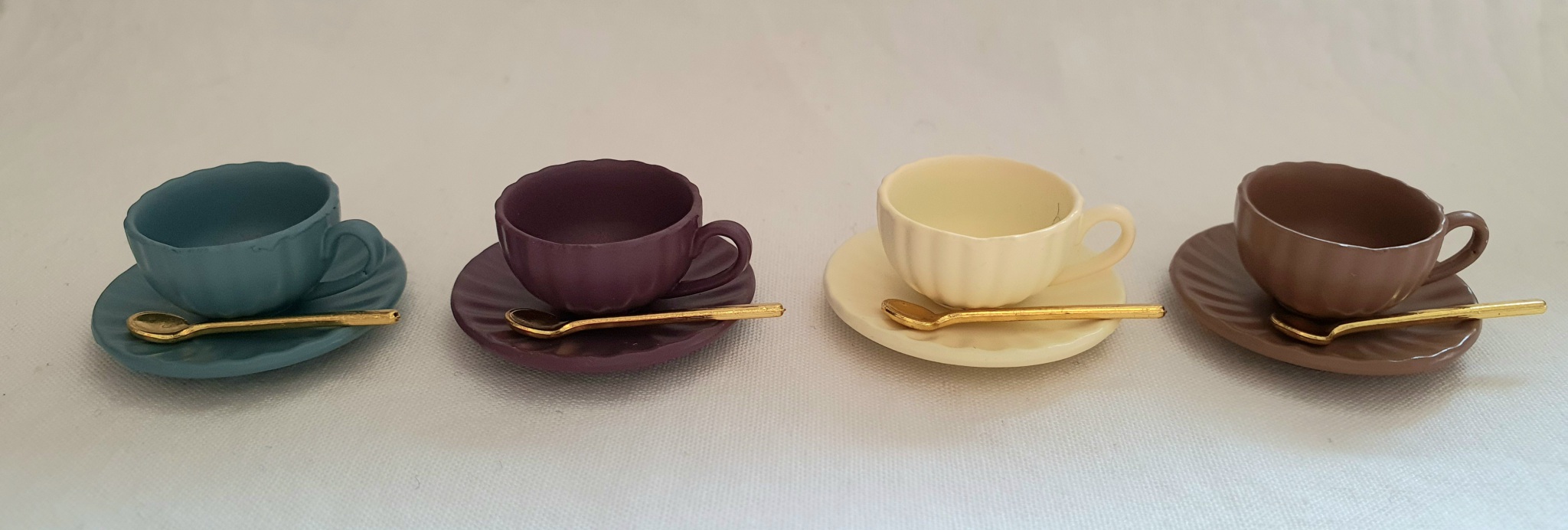 미니어처 찻잔 소서 스푼 1인조 (4가지 색상)