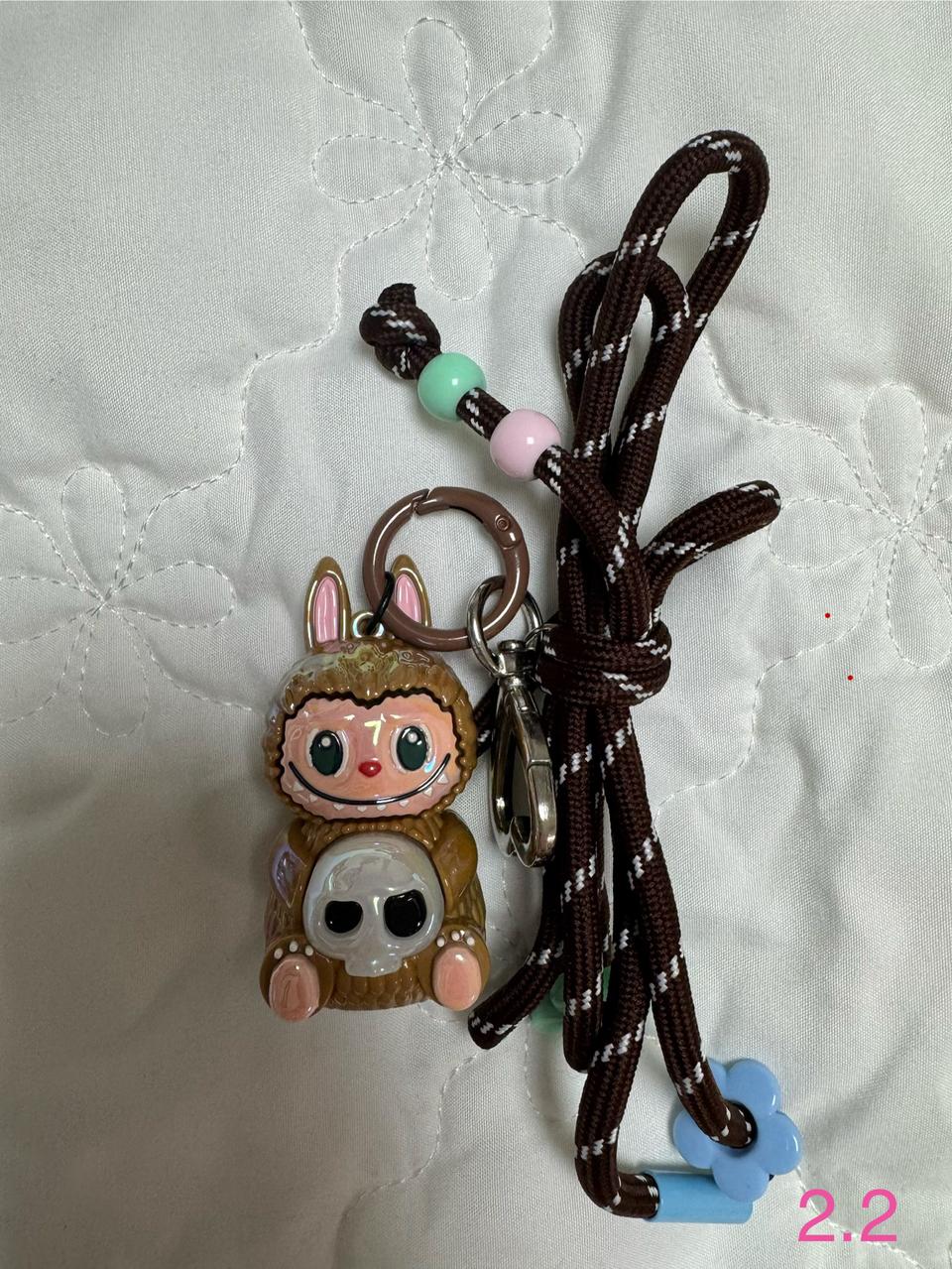 키링 브라운 스트랩 핸드폰 줄