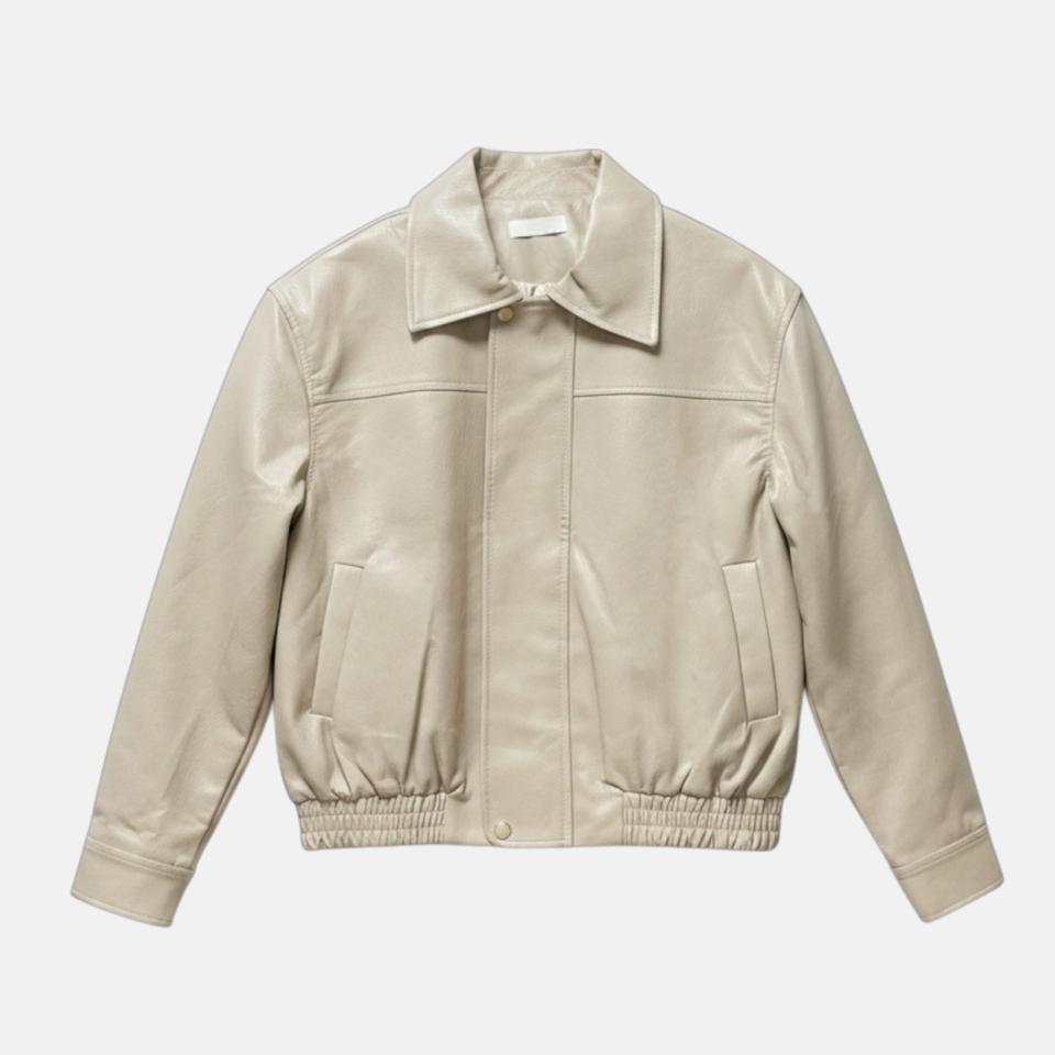 (미사용 새상품) 어깨깡패 미니멀 가죽 자켓 / 봄가을 크롭 레더 아우터