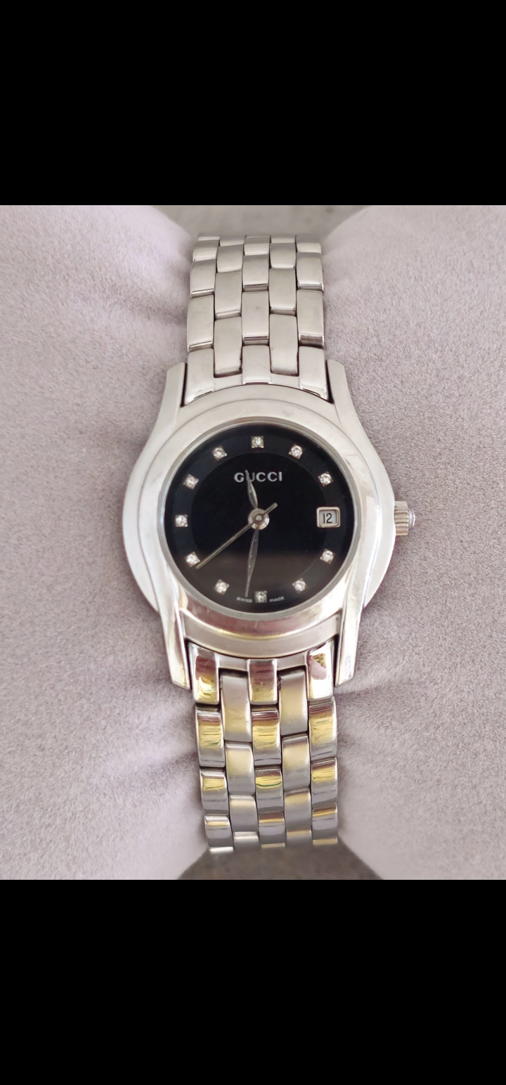 구찌 YA055504 5500L 27MM 스틸쿼츠11P 다이아 G클래스 