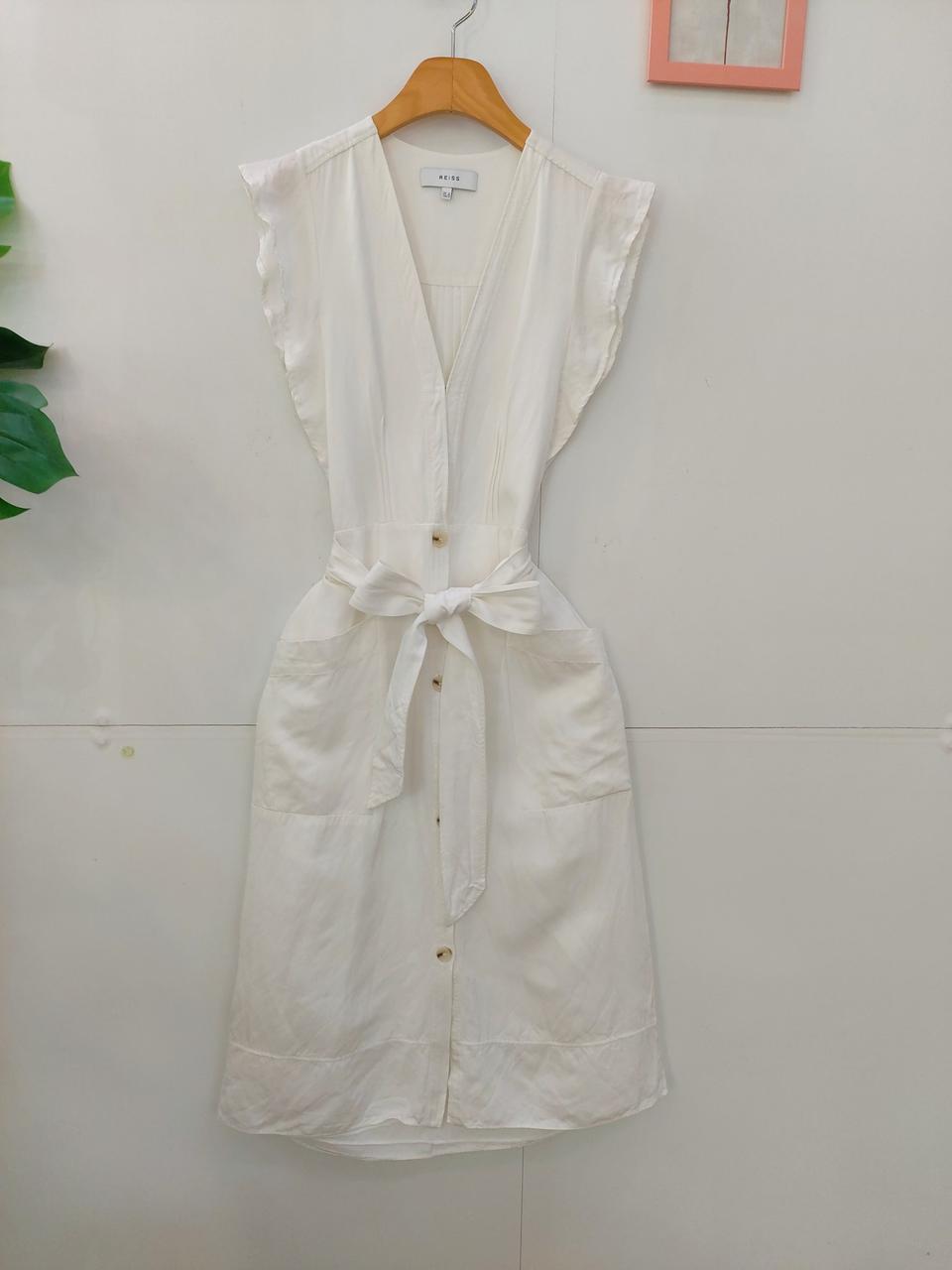 REISS 화이트 린넨 벨트 원피스 44
