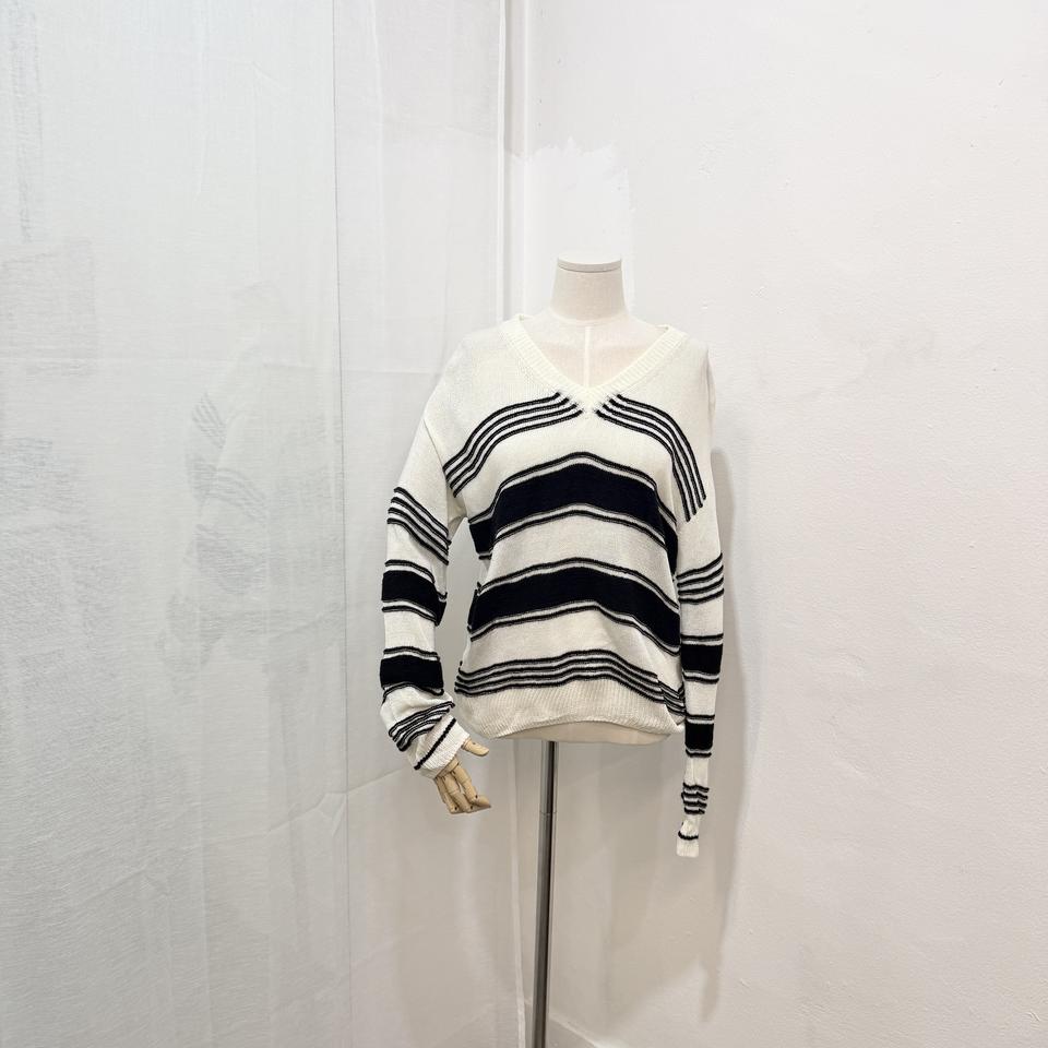 스트라이프 줄무늬 커버업 여름니트 살안타템 4442