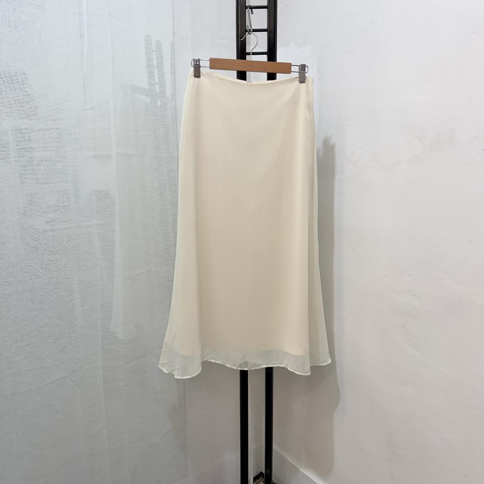 (M)아이보리 쉬폰 롱치마 롱스커트 4460