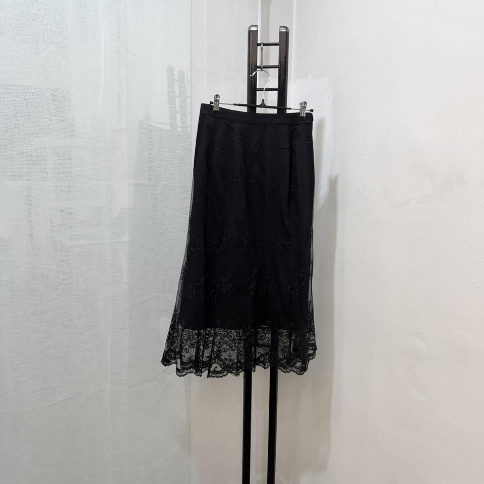 레이스 쉬폰 블랙 롱치마 빈티지스커트 4463