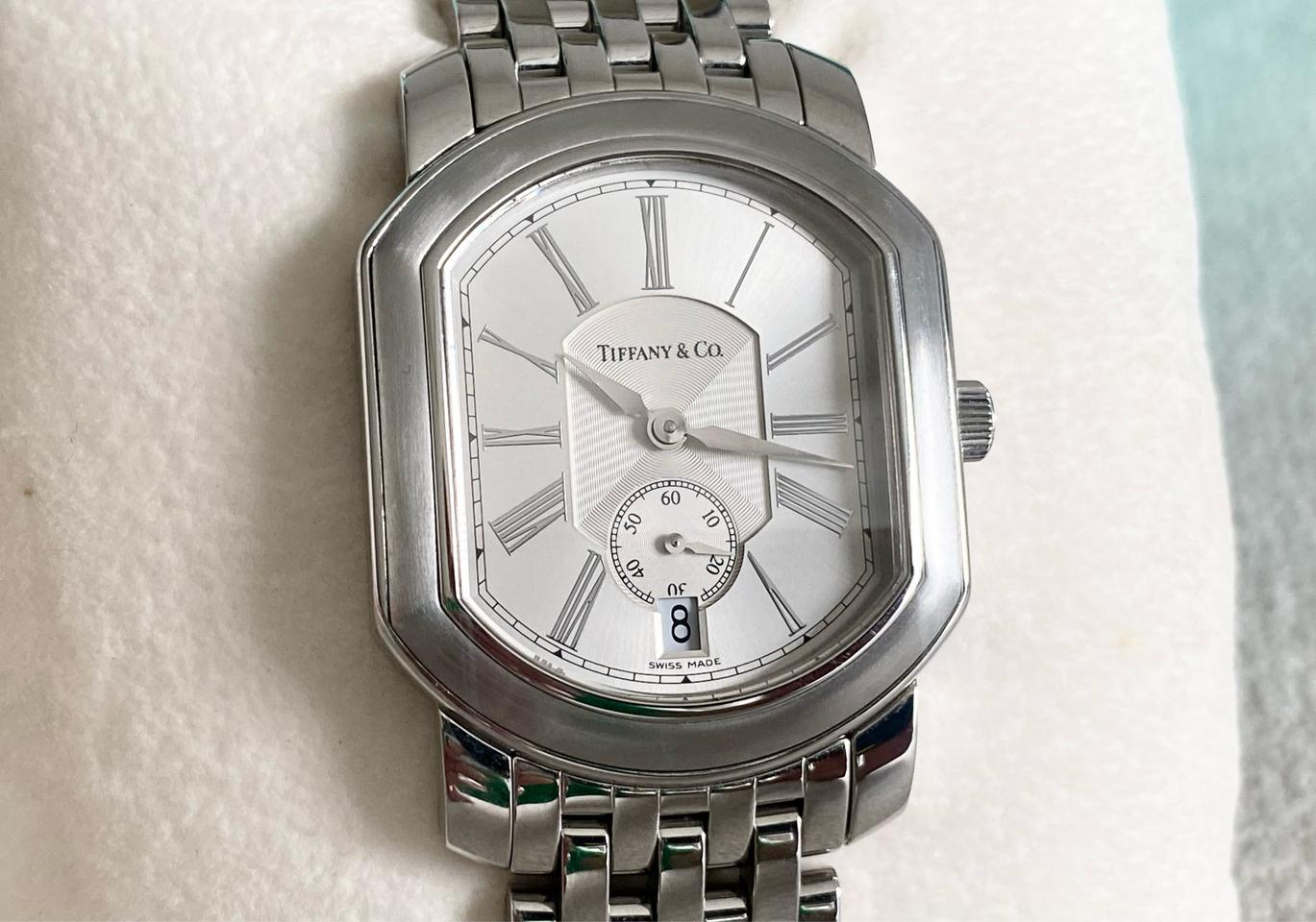 티파니 마크 쿠페 세컨 핸즈 스틸 남성용 쿼츠 라지