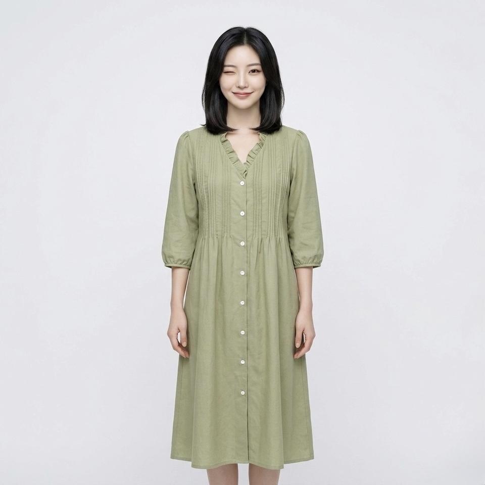 [새상품] 연카키 프릴넥 원피스