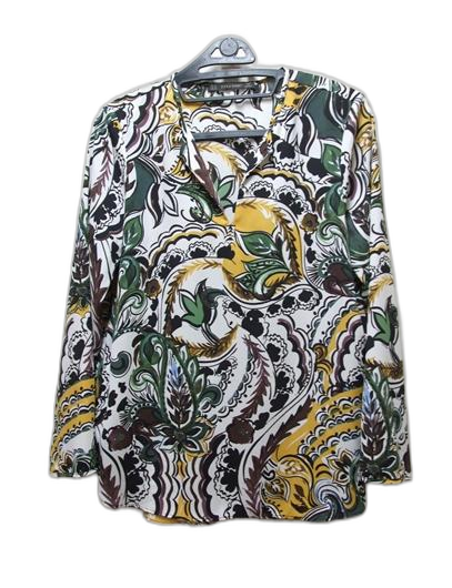 ZARA 자라 무늬 폴리쉬폰 실키 롱블라우스 M 66