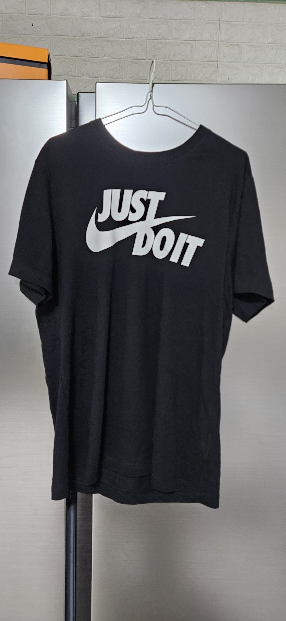 나이키 블랙 "JUST DO IT" 반팔티 사이즈M(100)