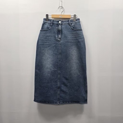 1854 셀렙샵에디션 청 데님 H라인 스판 뒤밴딩 미디 77