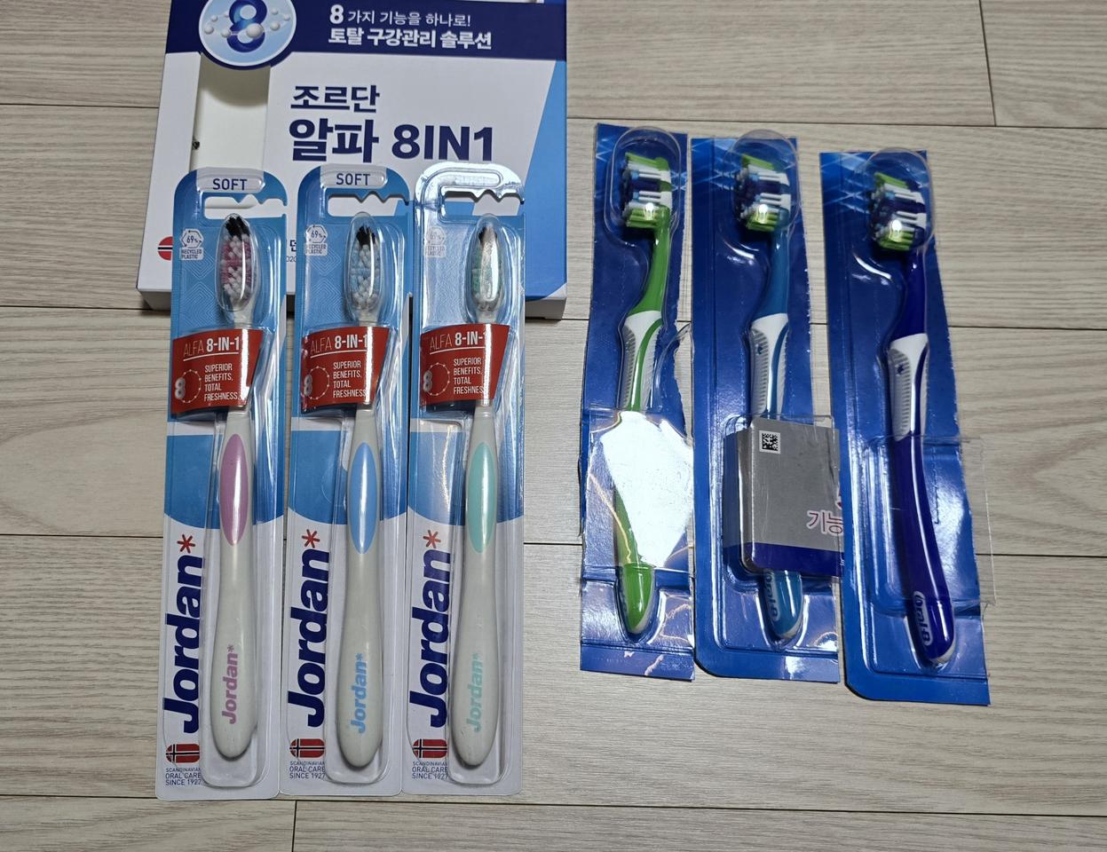 칫솔 6개 일괄판매(조르단 알파+오랄비 크로스액션)