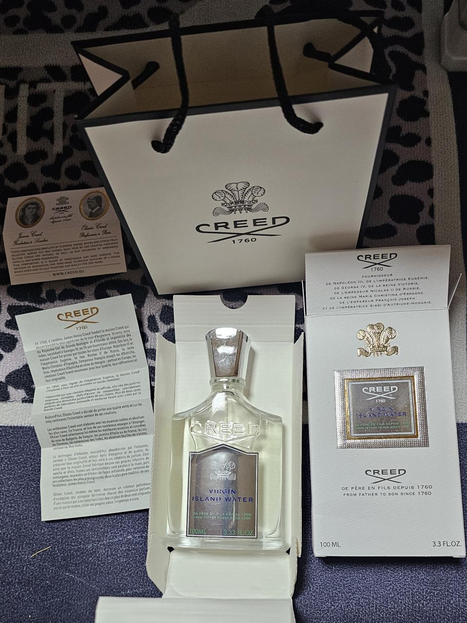 크리드 버진 아일랜드 워터 100ml 향수 미개봉 새상품 쇼핑백