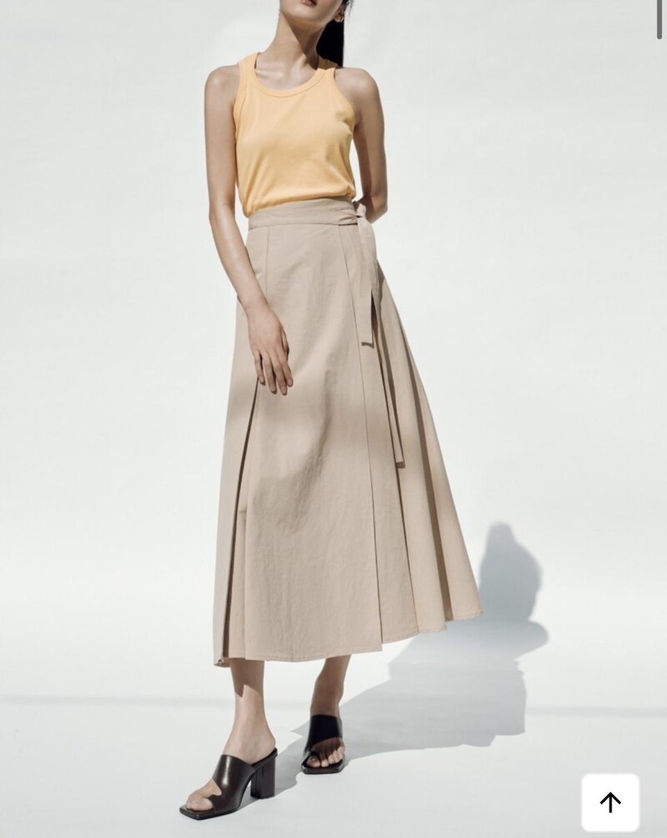 새상품)길트프리 면+린넨 혼방 스커트 BEIGE WRAP SKIRT