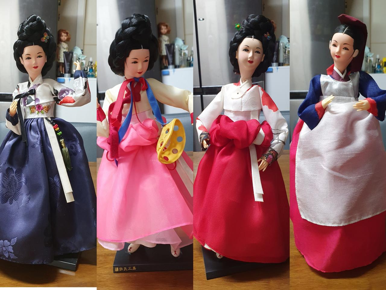 (소장급)허씨공방3점/서울민예1점한복인형