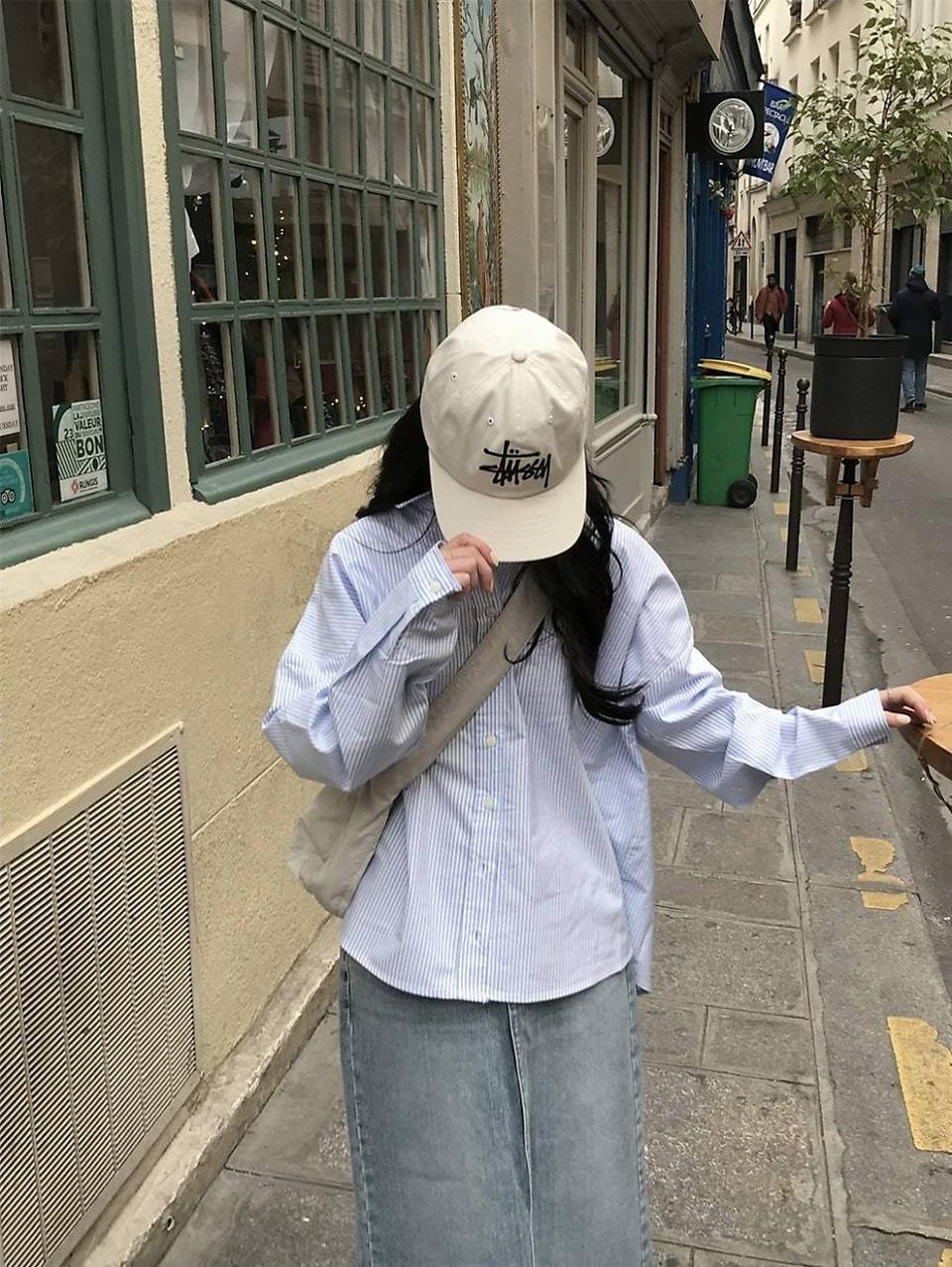 미니포에 디어 옥스포드 셔츠 소라 스트라이프