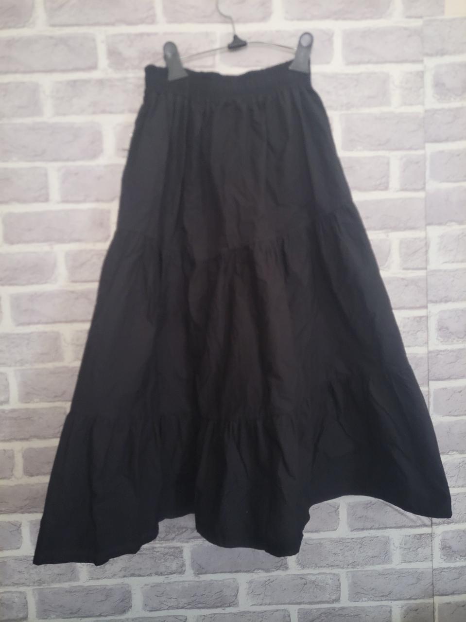 블랙 티어드 밴딩 면스커트/알뜰한여우