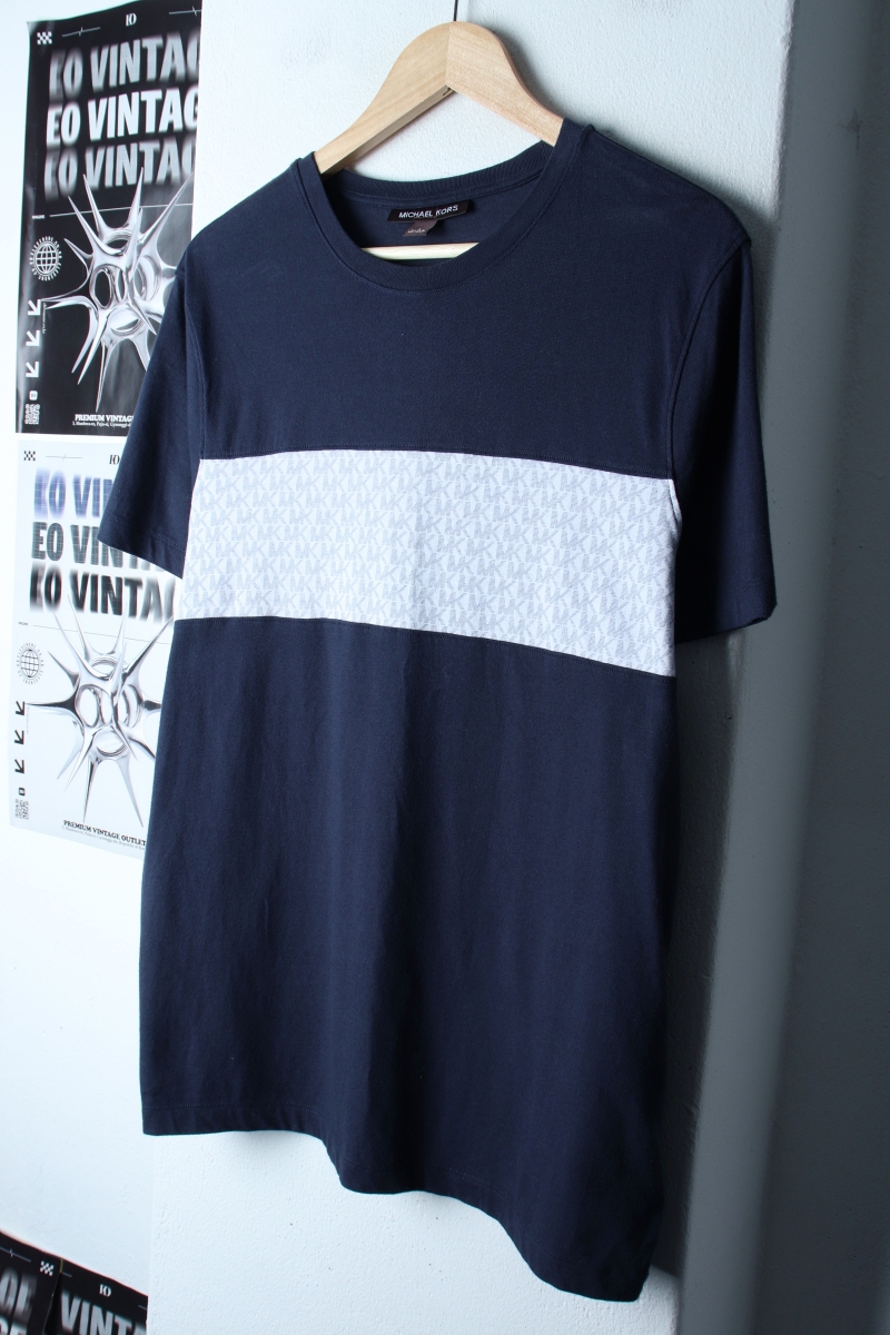 (L-XL) 마이클코어스 반팔 티셔츠 레터링 네이비 놈코어-772C