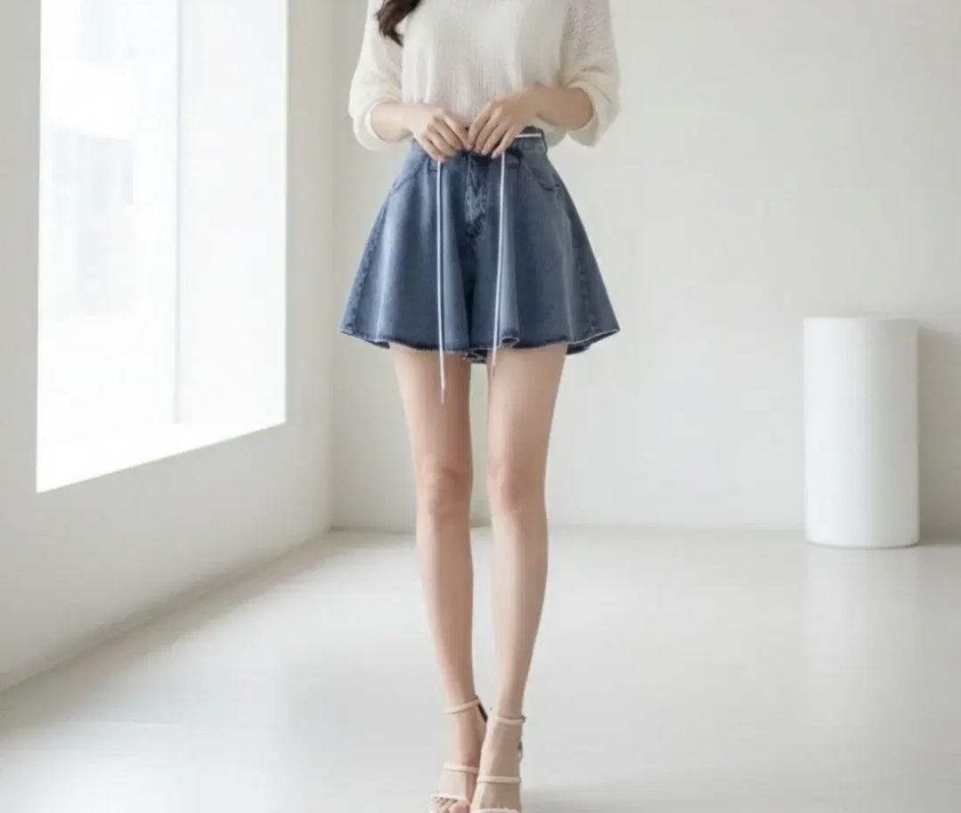 후레아 데님. 치마 반바지(S)
