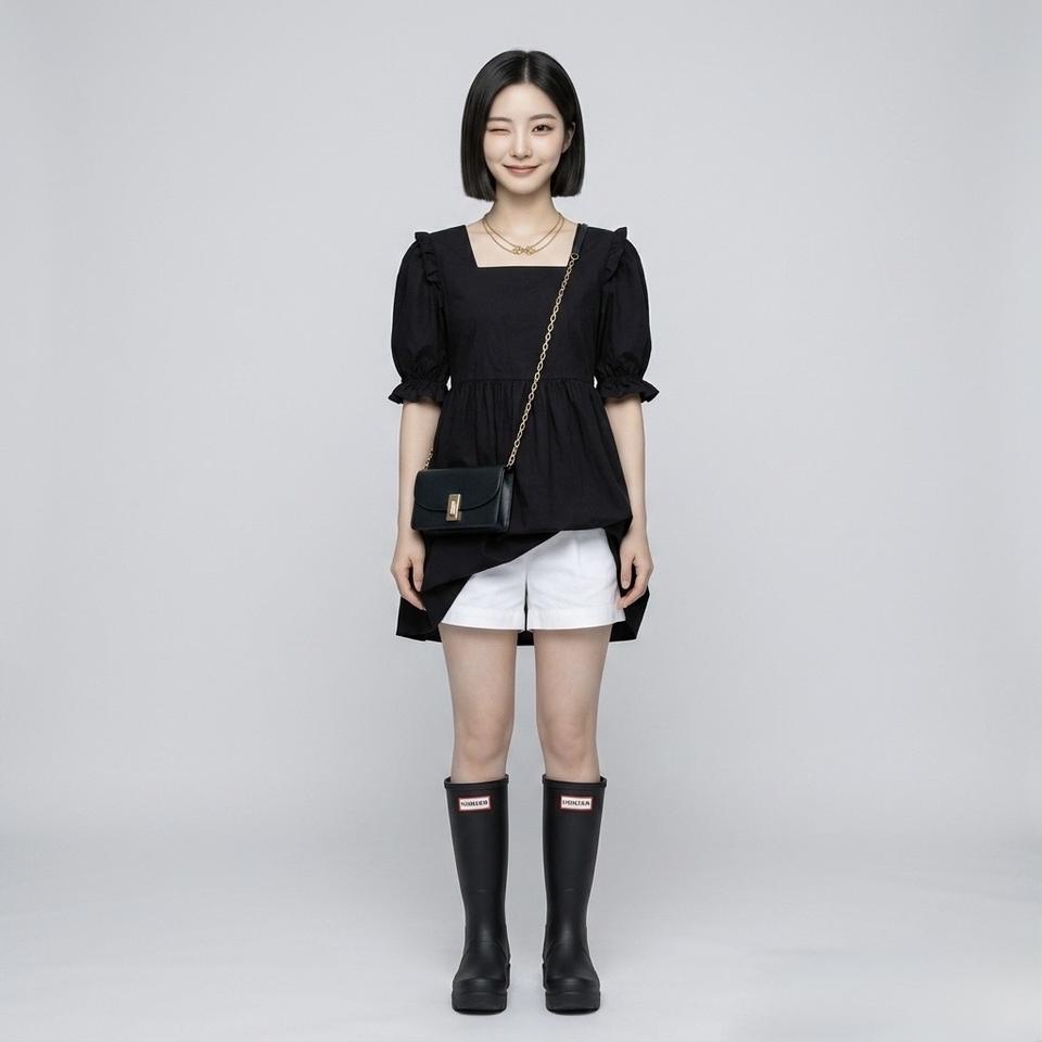 검정 면바스락 블라우스