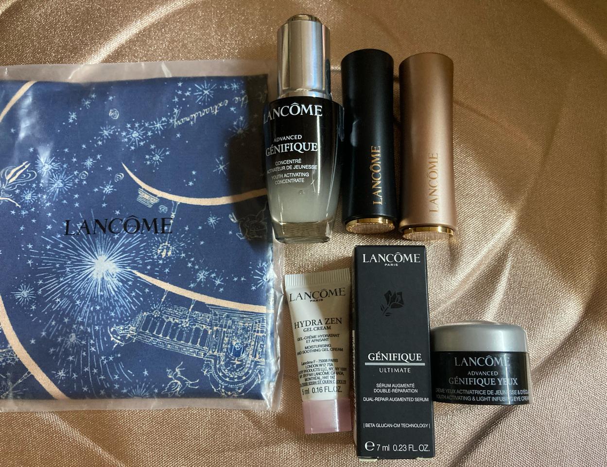 새상품)랑콤 립스틱2개+세럼20ml+3종 샘플+랑콤파우치1개+랑콤스카프