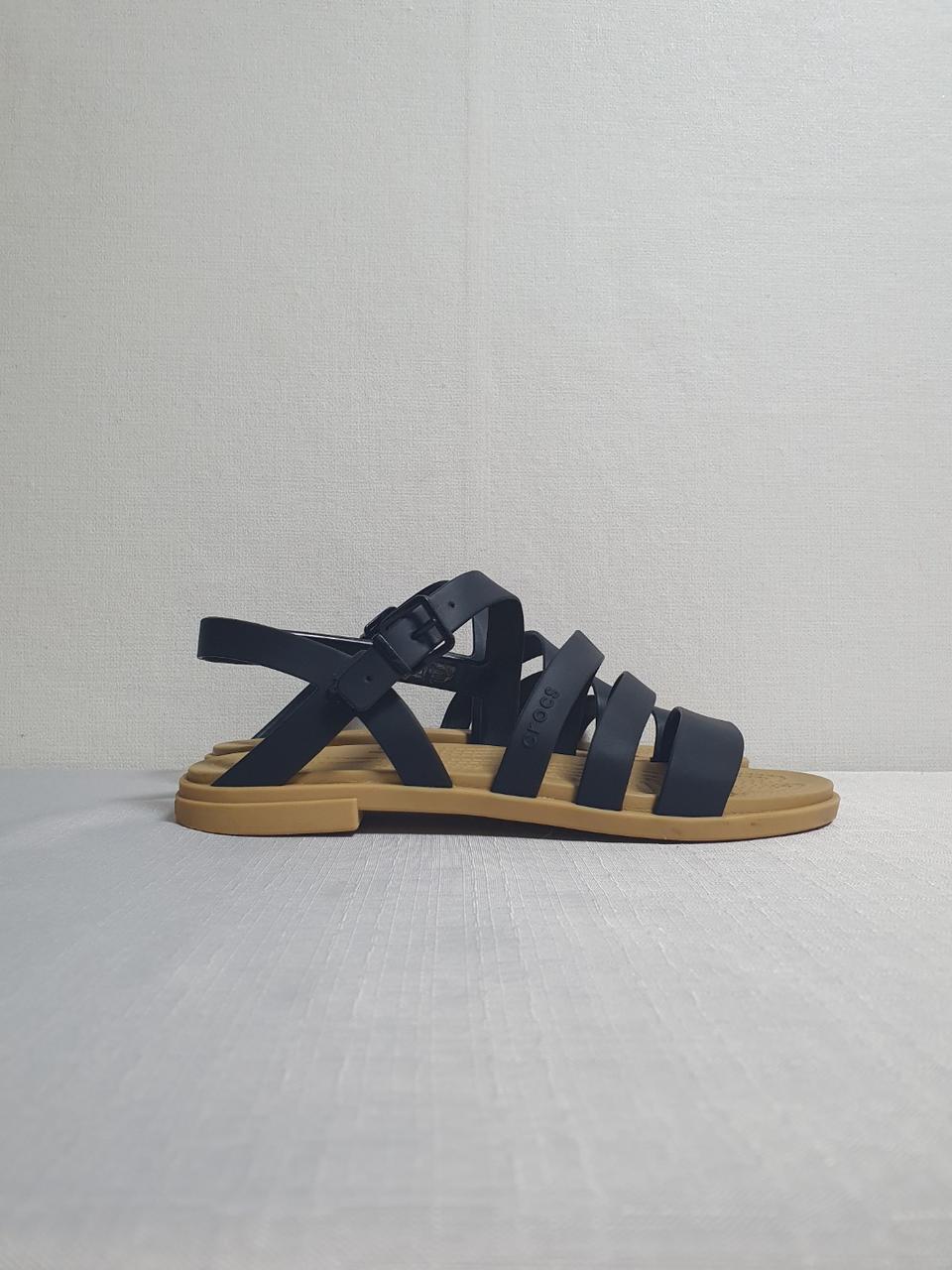 230mm 크록스 툴룸 오픈 플랫 샌들 블랙 탄