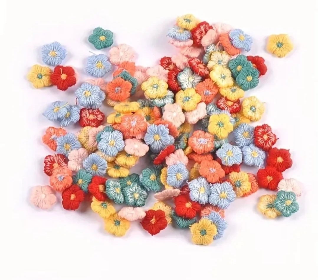 새상품)미니 패브릭 꽃패치 50pcs