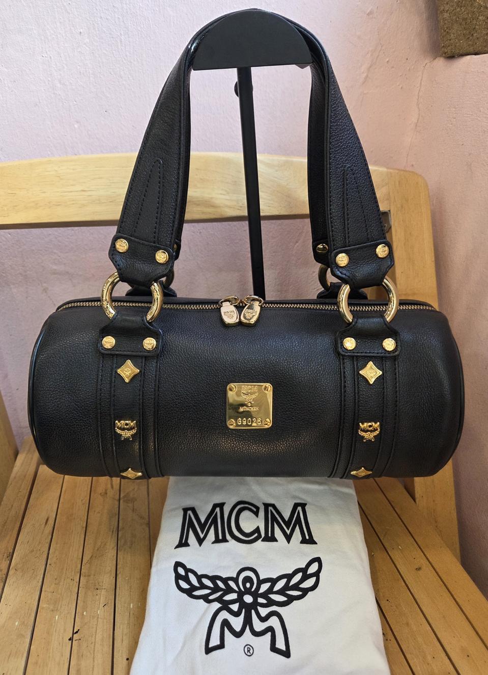 mcm 원통형 토트백