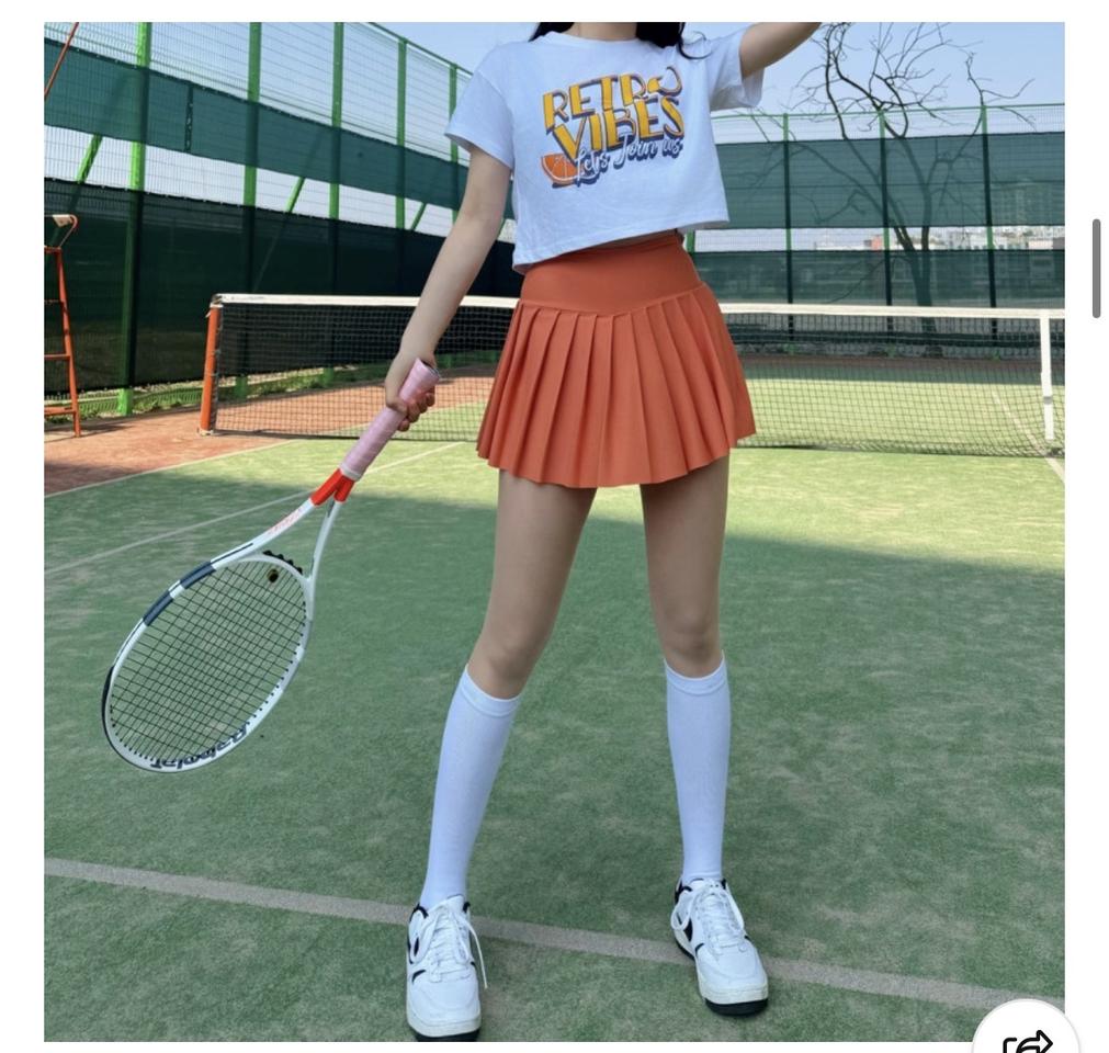 골프 치마 스포티든 플리츠 테니스 스커트 폴웨어 오렌지