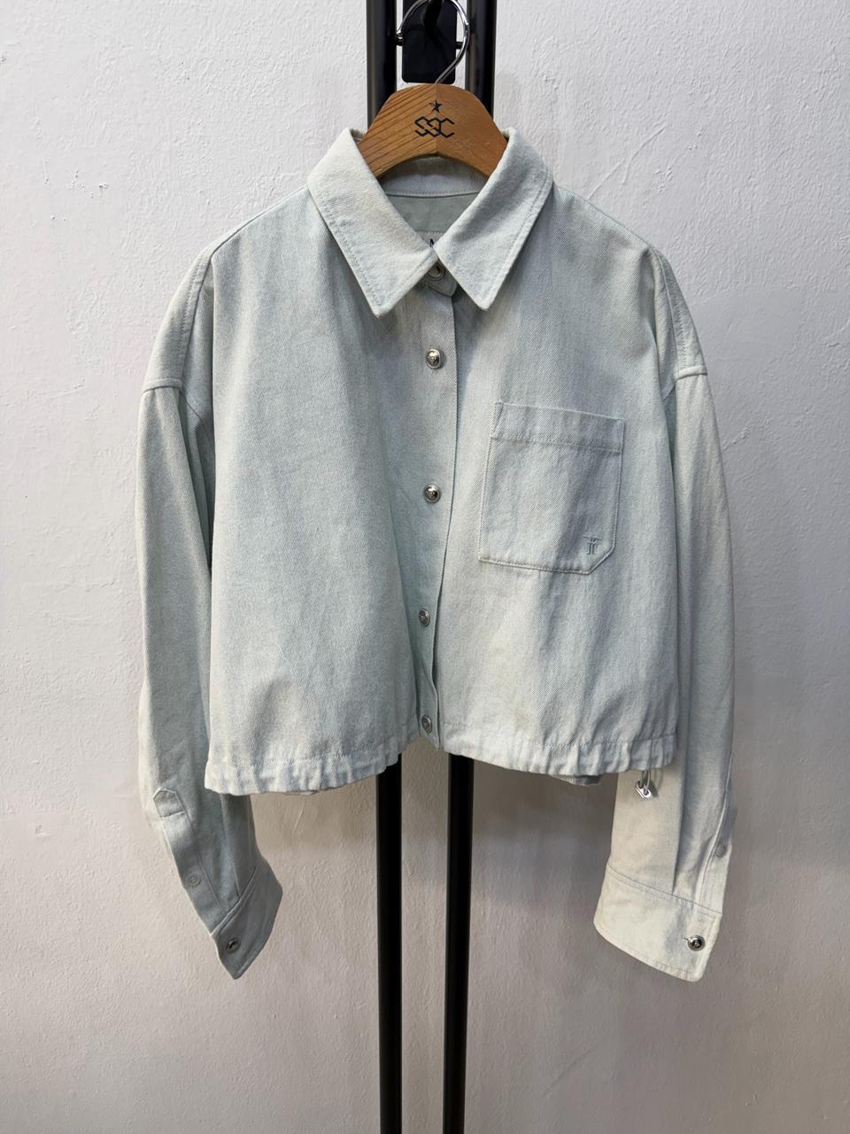 정품) TIME 타임 24ss 오버 크롭 연청 데님 자켓 82 F