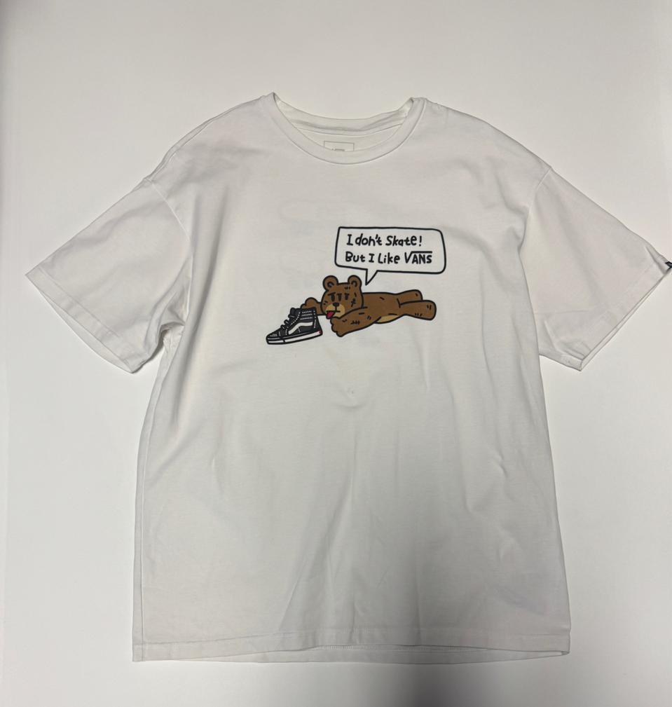 반스 Vans 23ss 곰돌이 프린팅 반팔 티셔츠 L ~ XL 화이트