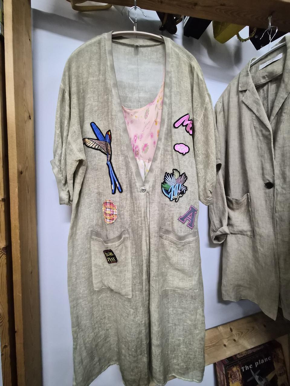 자수와팬 벌룬 린넨 가디건