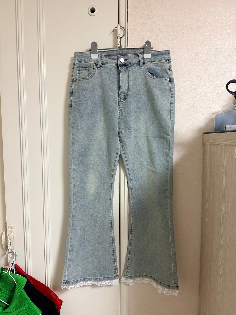 레이스 스판 청바지 L