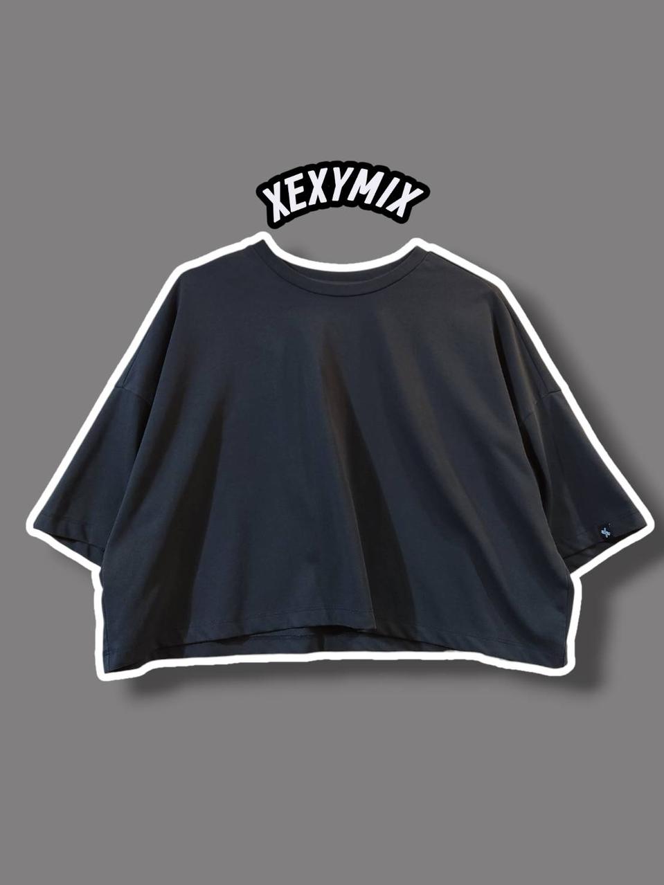 S/ 젝시믹스 백로고 크롭 반팔 티셔츠 블랙 /0519