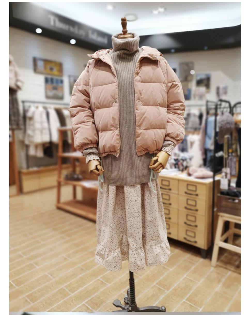새상품 S , M 후드 숏 다운 점퍼 써스데이아일랜드