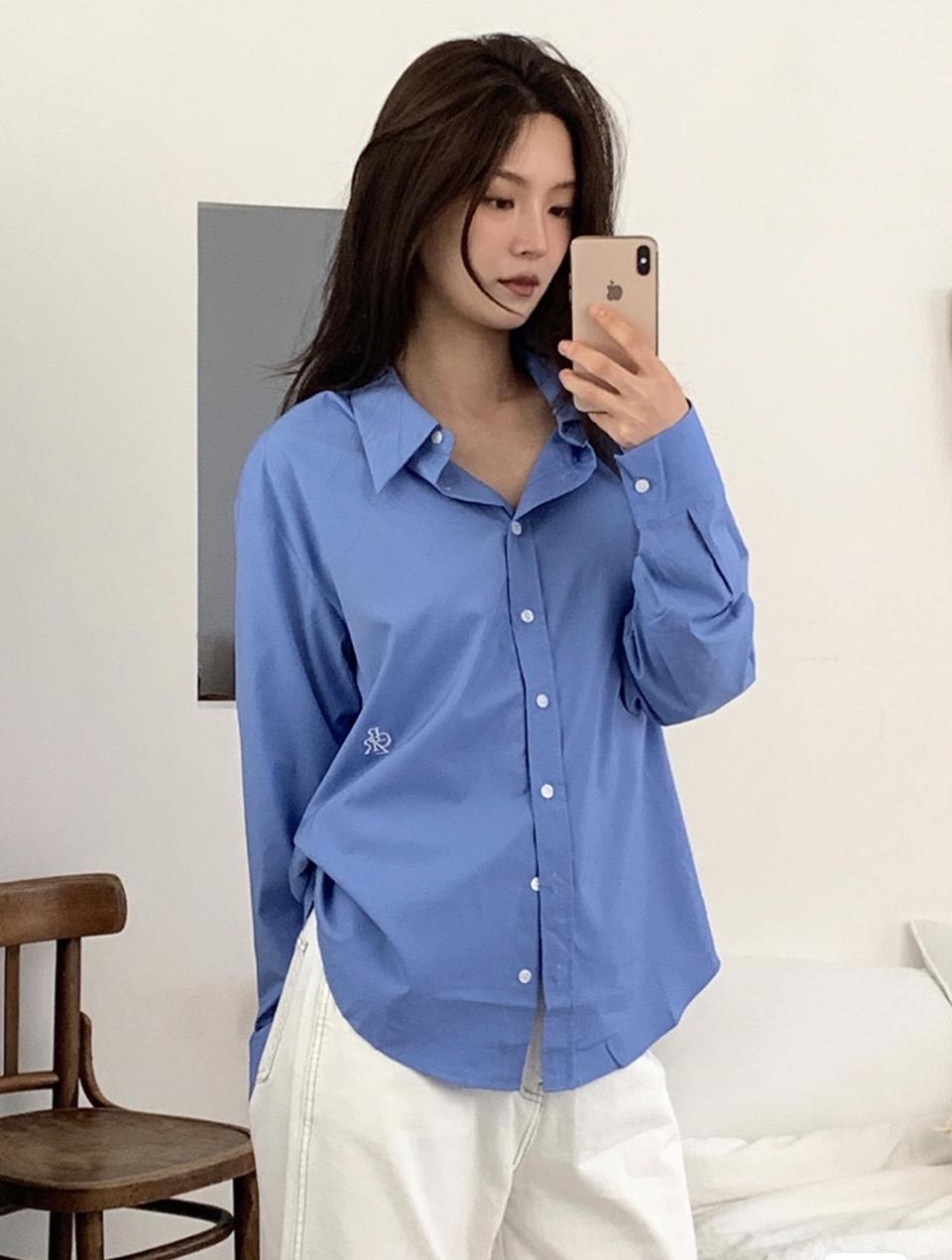 시티브리즈 링클 프리 베이직 셔츠(블루)