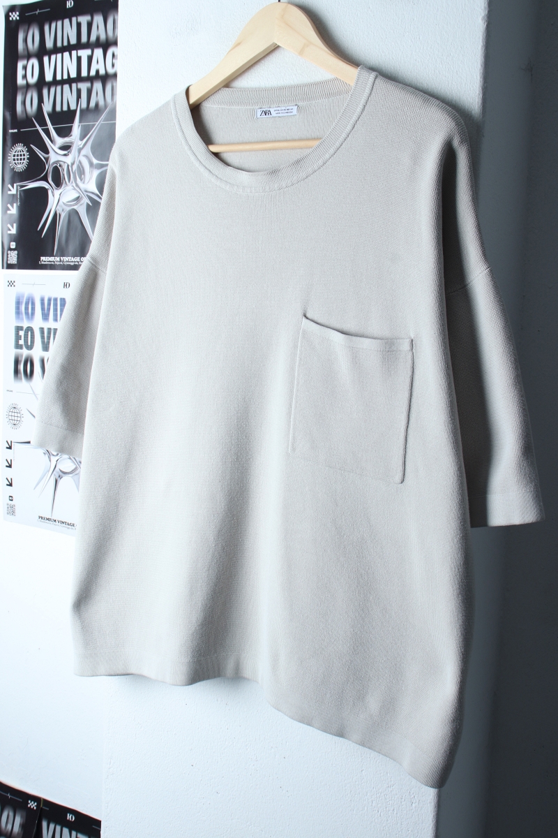 (XL-2XL) 자라 반팔 티셔츠 빅사이즈 니트 포켓 무지-7B99