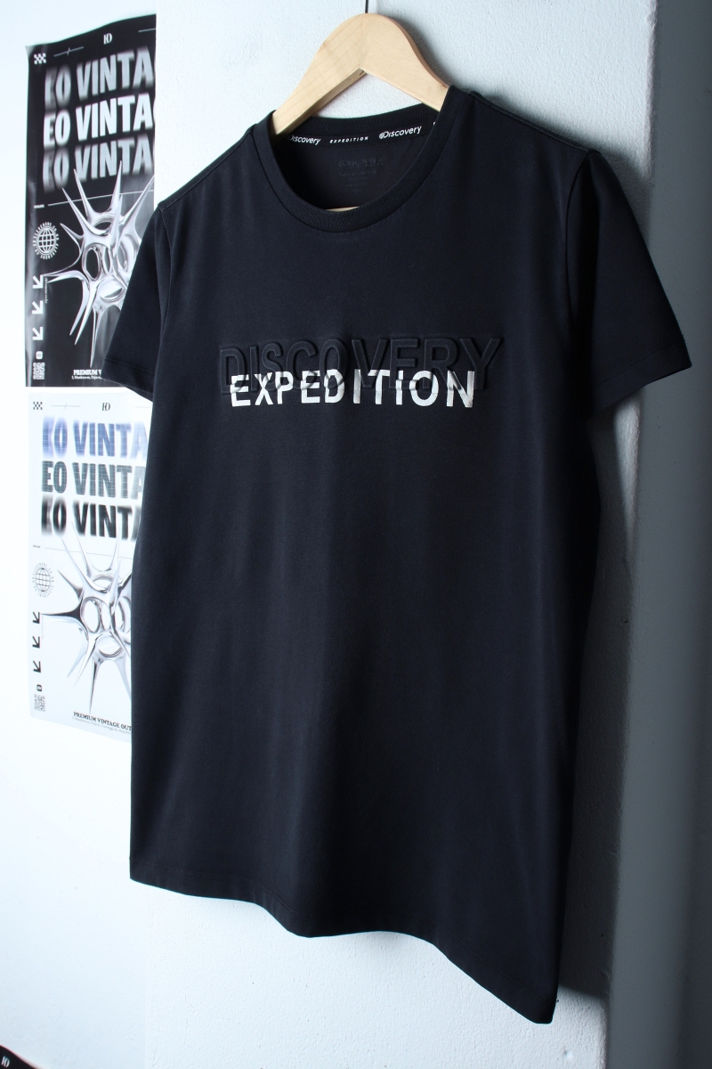 W(XL) 디스커버리 반팔 티셔츠 에이징 빅로고 블랙-7BAF
