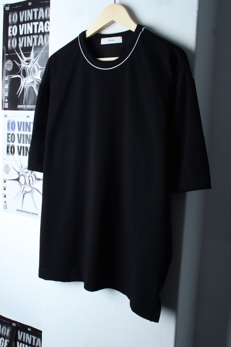 (XL-2XL) 일꼬르소 반팔 티셔츠 오버핏 블랙 표범 한정판-7BB7