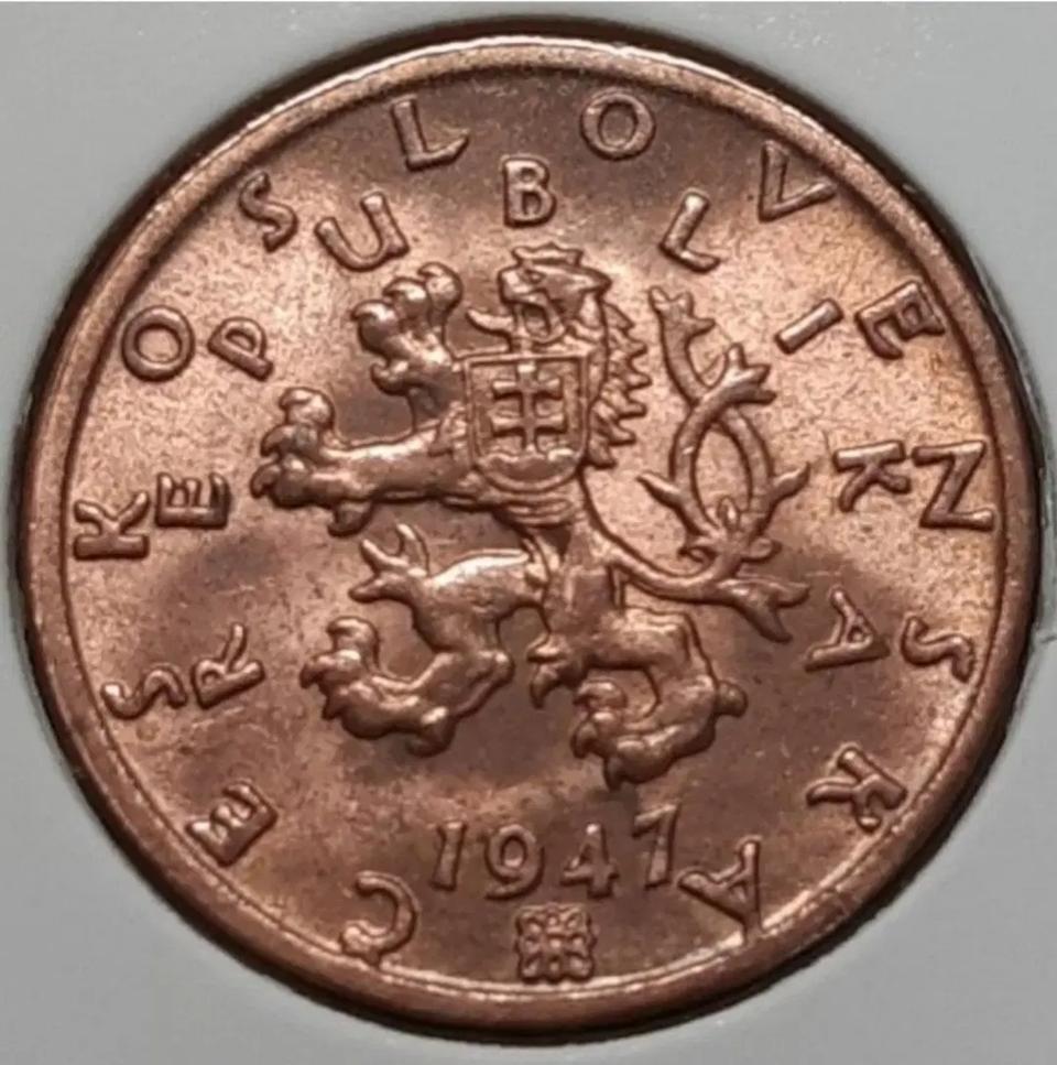 희귀 체코슬로바키아 미사용 1947년 50할레루.외국주화 주화 화폐 동전
