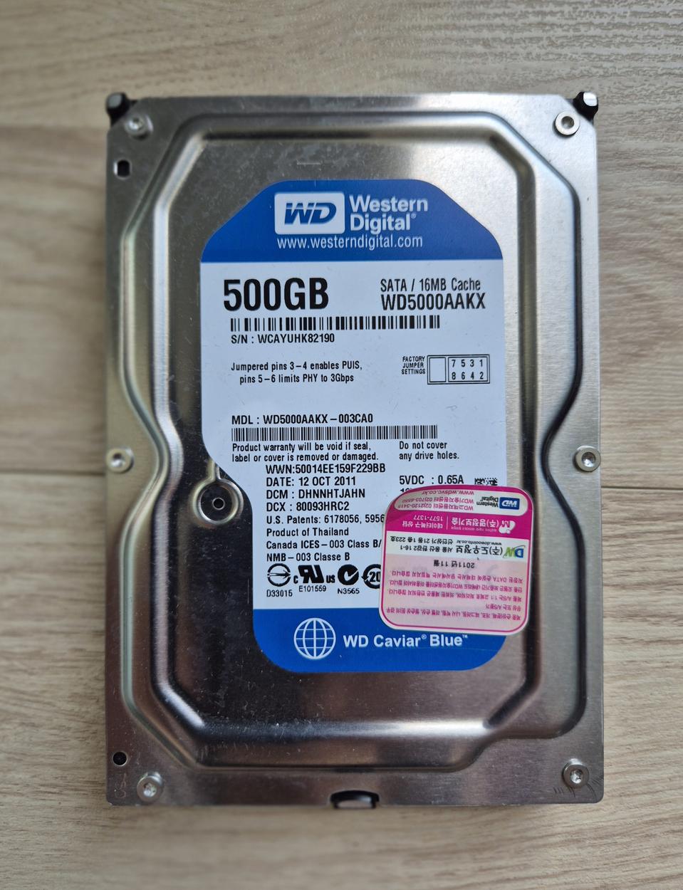 WD HD 500GB 하드 디스크