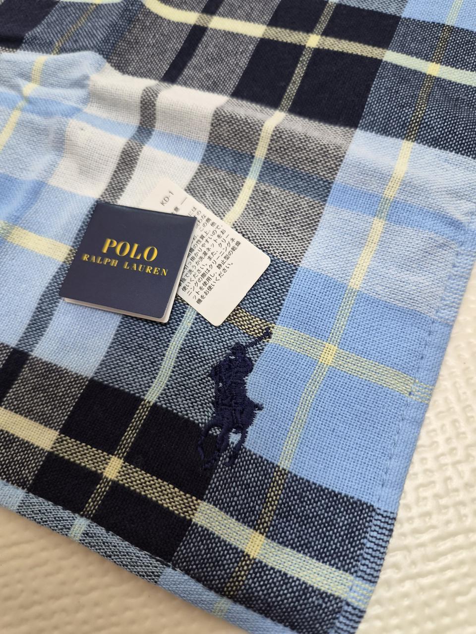 폴로 랄프로렌 Polo Ralph Lauren 체크 손수건 스카이블루