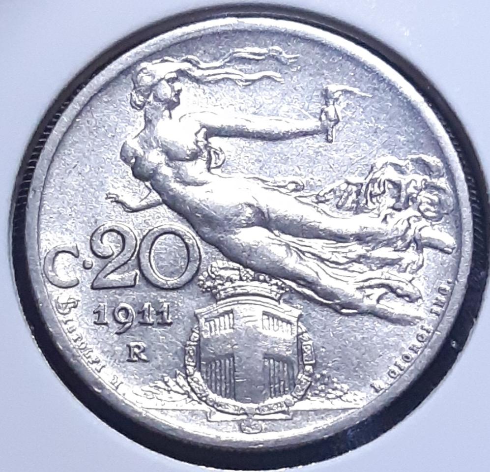 이탈리아 1911년 20센테시미.외국주화 주화 화폐 동전