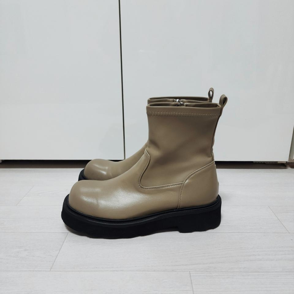 245 통굽 경량 스판 앵클 부츠 데일리 카키 올리브 브라운 4cm