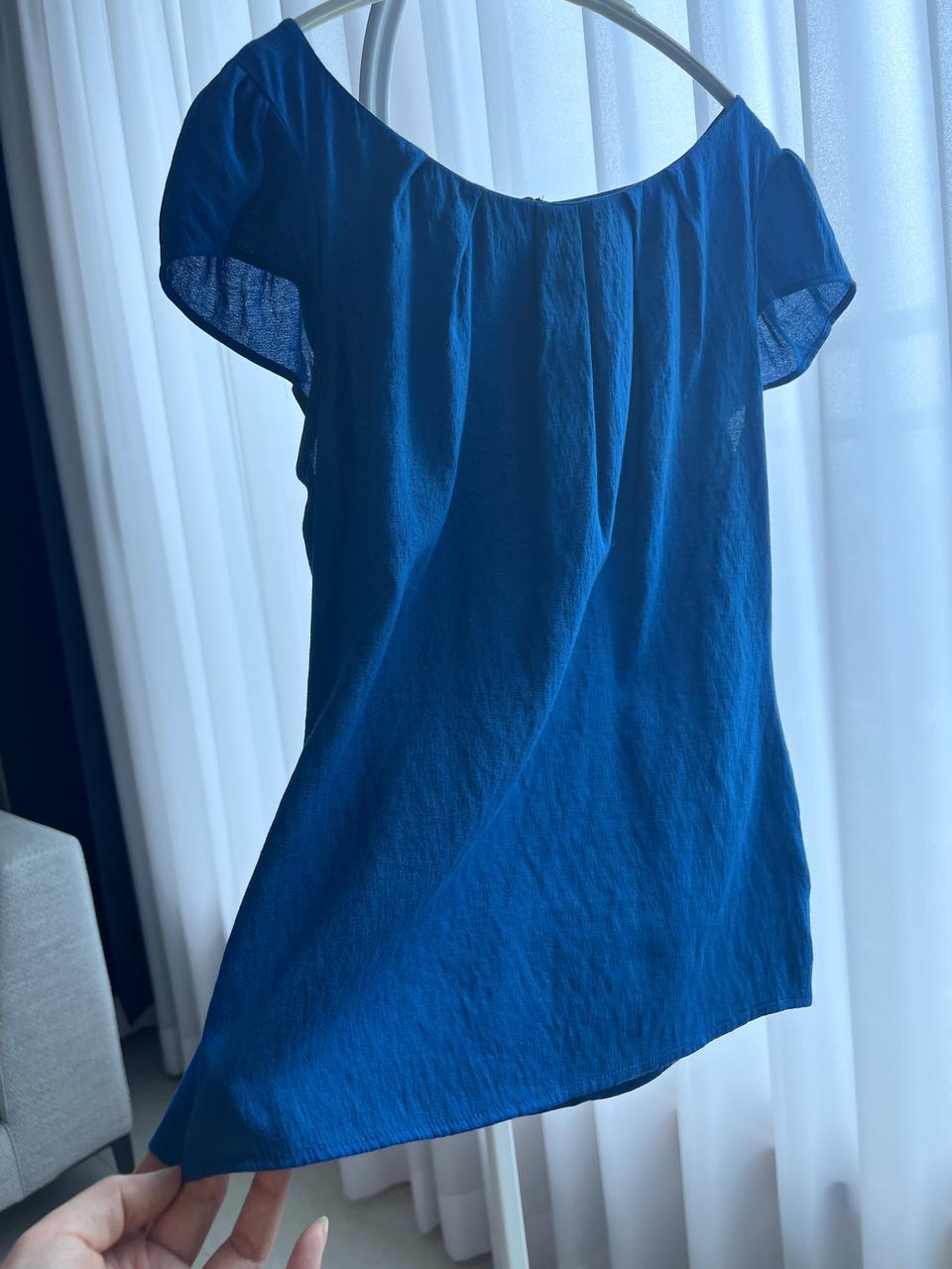 ZARA 자라 블루 셔링 블라우스 (겨땀방지라인)
