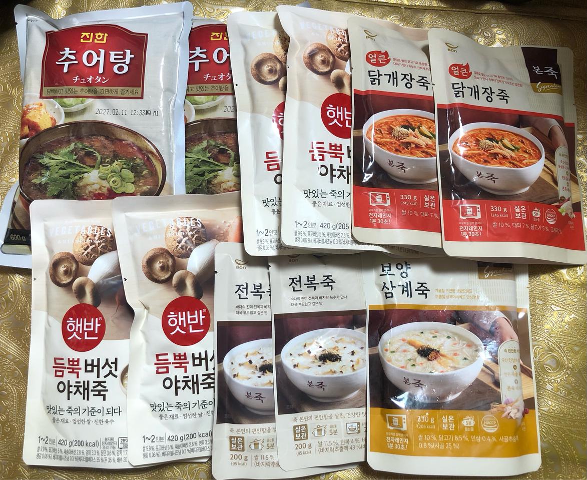 일괄/오뚜기 컵밥,본죽 보양 삼계죽,전복죽,닭개장죽,추어탕 등등