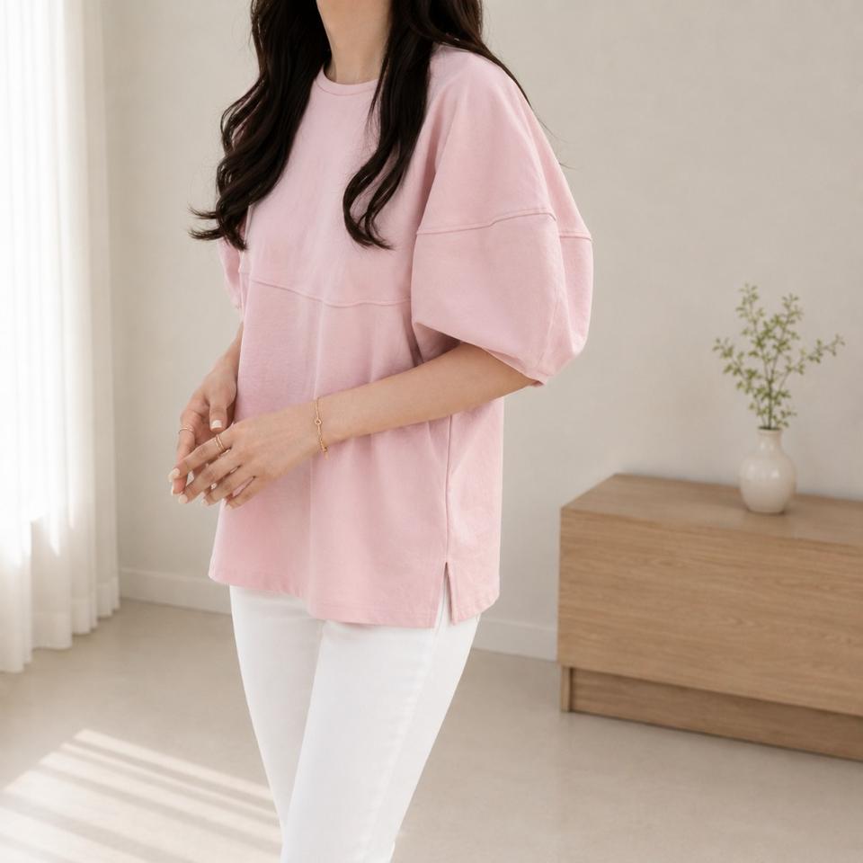 퍼프 소매 볼륨 쿨 반팔티